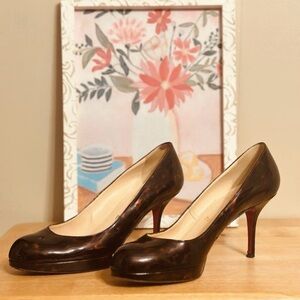 Christian Louboutin Prorata 90 Patent Calf Turtle Tartaruga Heels Pumps 37.5
